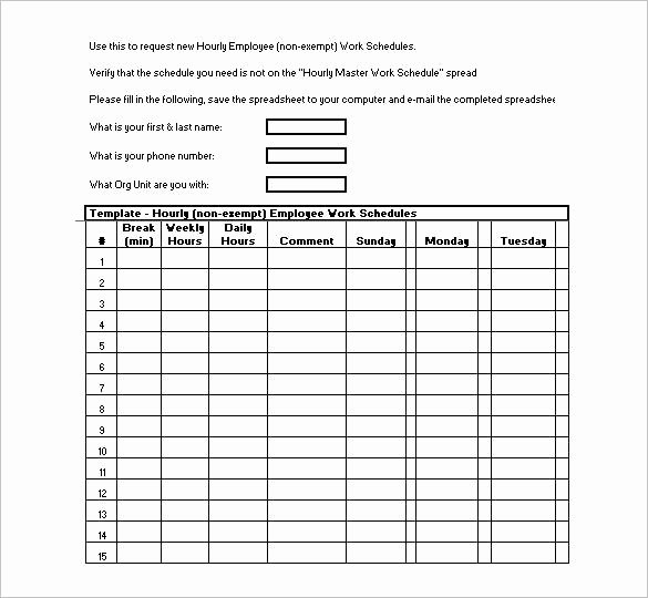 Daycare Staff Schedule Template Unique Free 11 Hourly Worksheet Samples &amp; Templates In Pdf