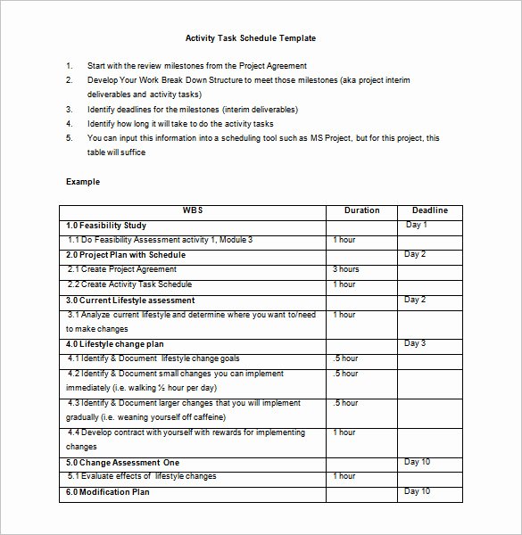 Daycare Staff Schedule Template Unique Work Schedule format for Project – Printable Schedule Template