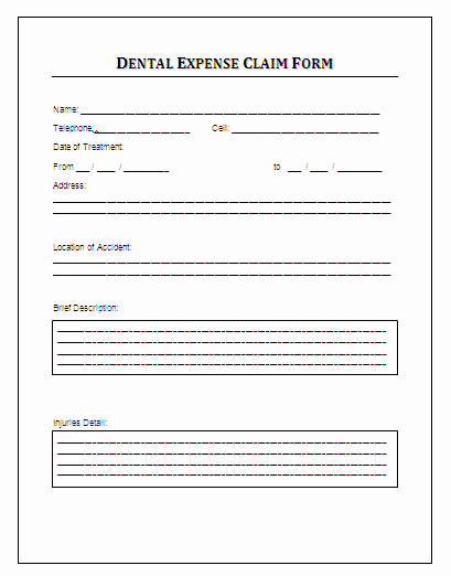 Dental Office forms Templates Inspirational Sample Dental Expense Claim form