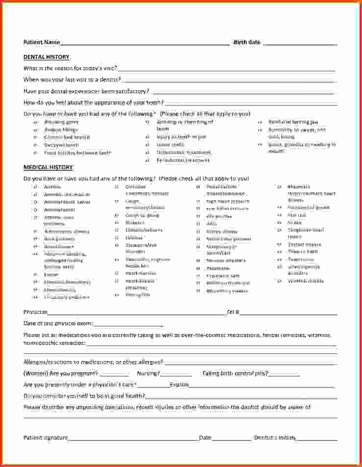 Dental Office forms Templates Luxury Dental Medical History form – Medical form Templates