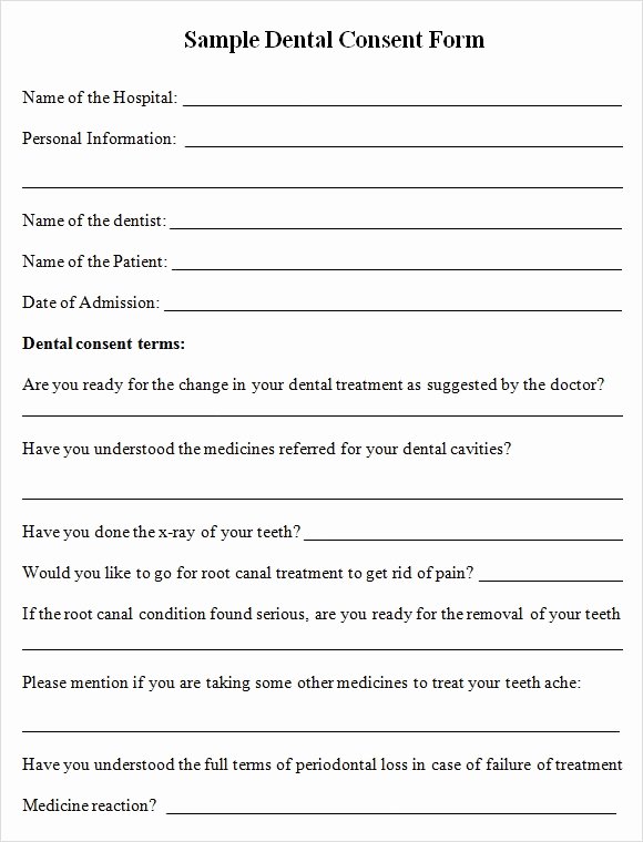 Dental Office forms Templates New Sample Dental Consent form 5 Documents In Pdf