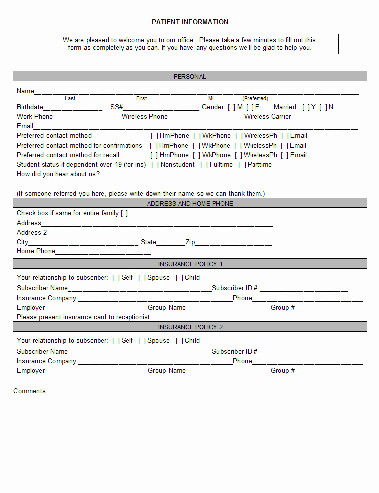 Dental Patient Registration form Template Lovely Open Dental software Registration forms