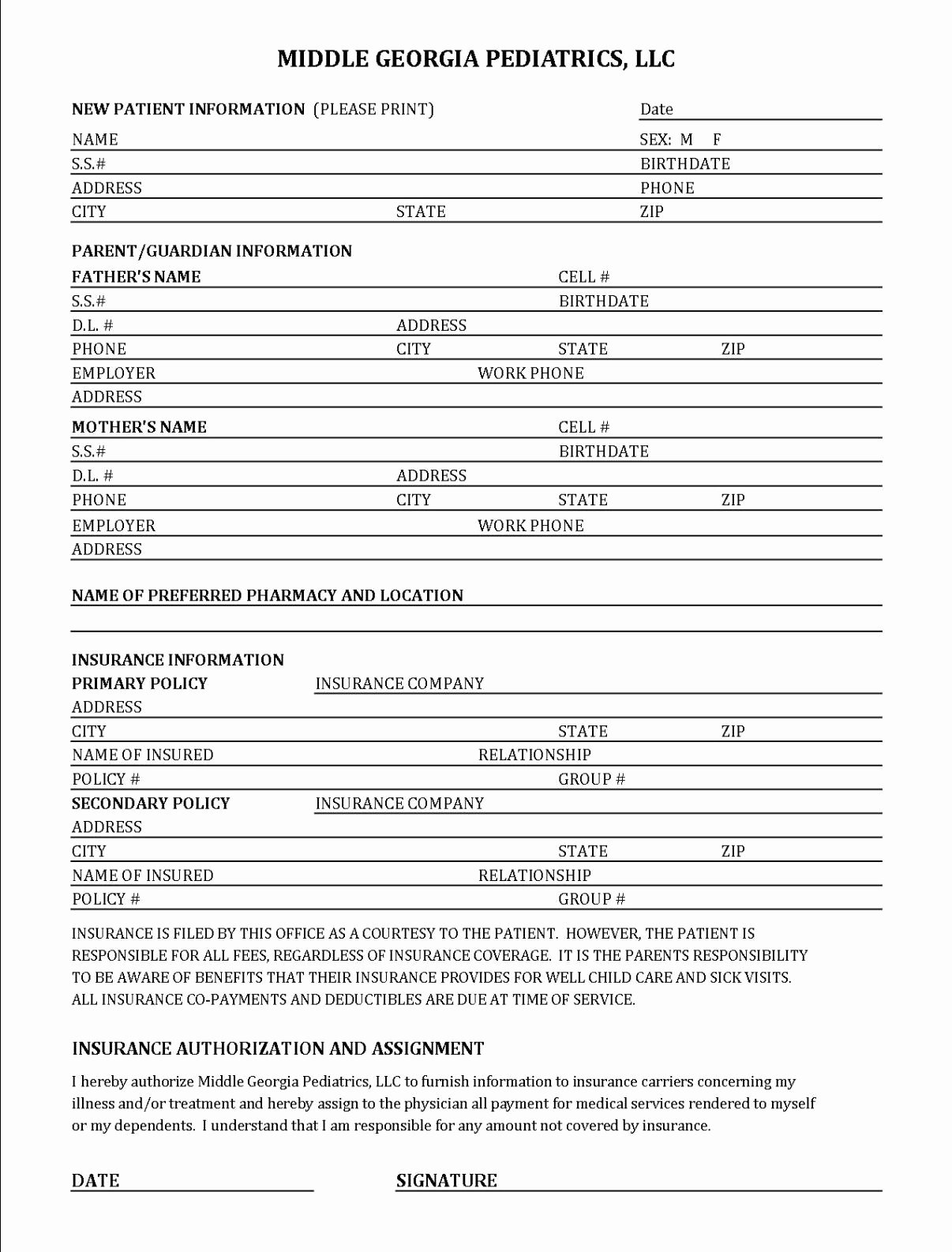 Dental Patient Registration form Template Unique Best S Of Printable Patient Registration forms