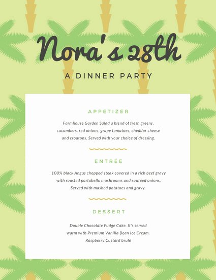 Dinner Party Menu Template New Customize 197 Dinner Party Menu Templates Online Canva