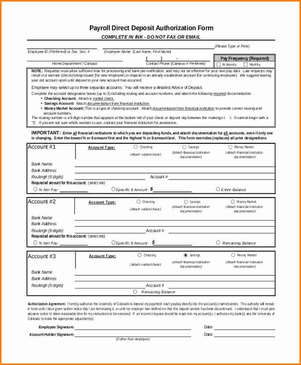 Direct Deposit form Template Word Awesome 9 Payroll Direct Deposit form Template
