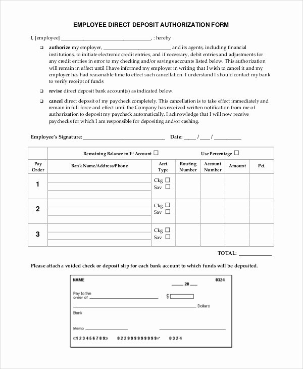 Direct Deposit form Template Word Elegant Sample Direct Deposit Authorization form 10 Examples In
