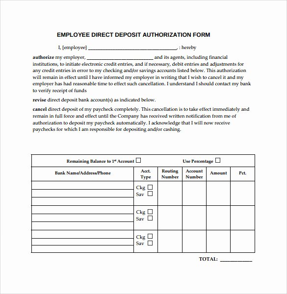 Direct Deposit form Template Word Luxury Sample Direct Deposit Authorization form 7 Download