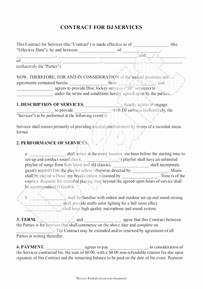 Disc Jockey Contracts Template Awesome Disc Jockey Contracts Template