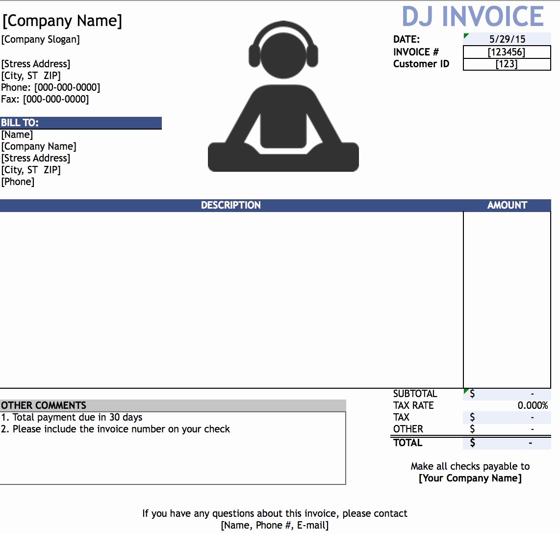 Disc Jockey Contracts Template Best Of Dj Invoices Templates