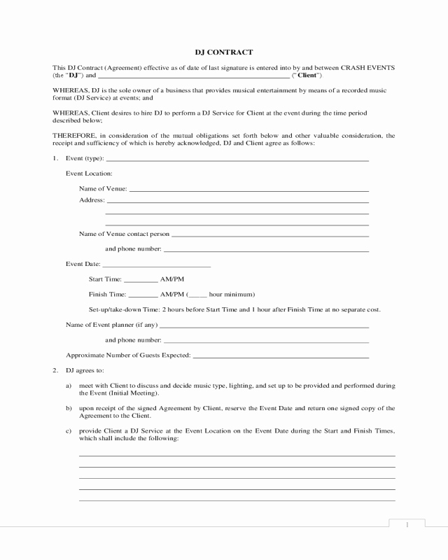 Disc Jockey Contracts Template New 2019 Dj Contract Template Fillable Printable Pdf