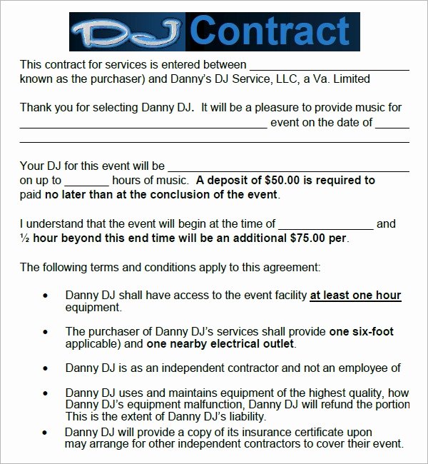 Dj Contract Template Microsoft Word Awesome Free 20 Sample Best Dj Contract Templates In Google Docs