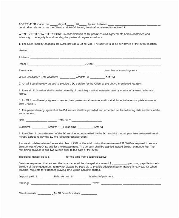 Dj Contract Template Microsoft Word Best Of Sample Dj Contract 14 Examples In Word Pdf Google