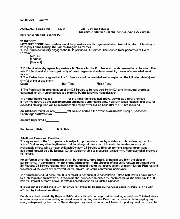 Dj Contract Template Microsoft Word Fresh Sample Dj Contract 14 Examples In Word Pdf Google