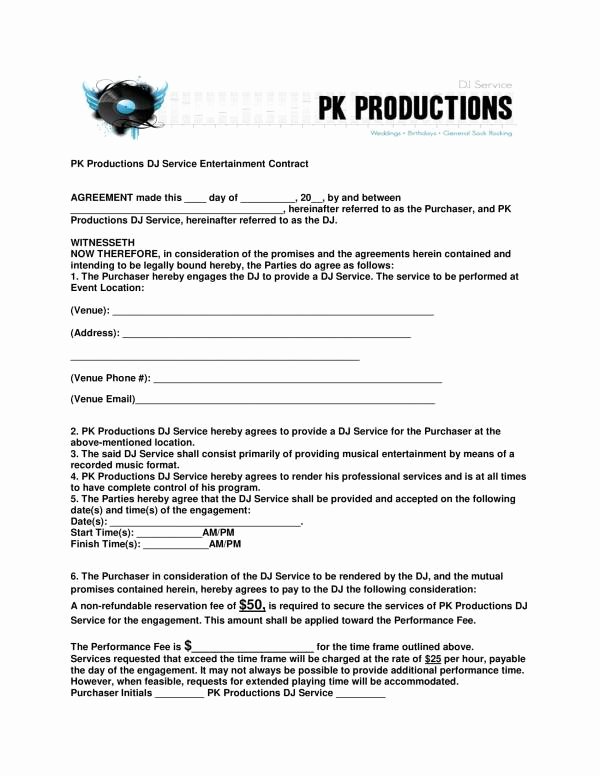 Dj Contract Template Microsoft Word New 12 Dj Service Contract Template Pdf Word