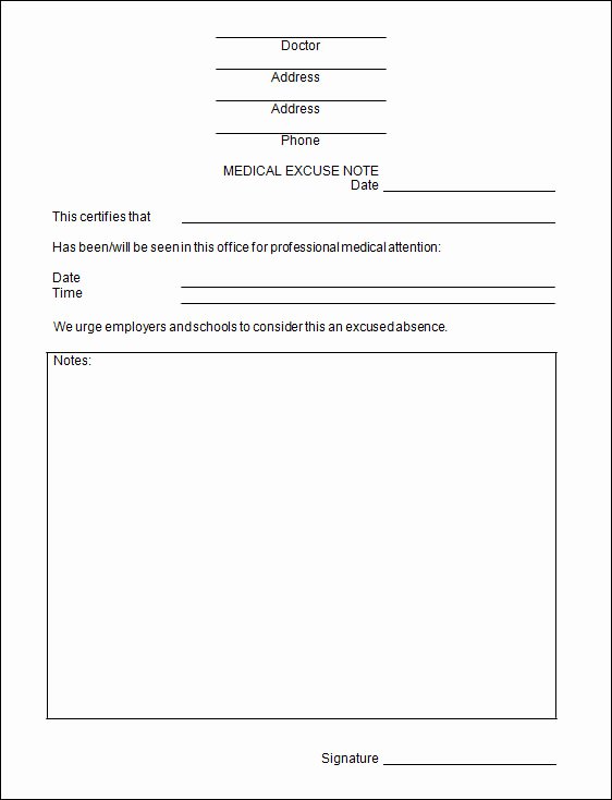 Doctor Excuse Note Template Lovely Free 33 Doctors Note Samples In Google Docs Pdf