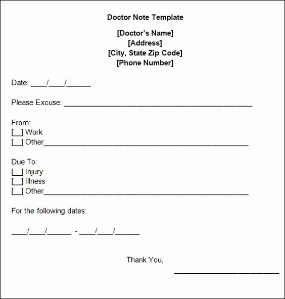 Doctor Excuse Note Template Lovely Free Doctors Note Template C O L L E G E