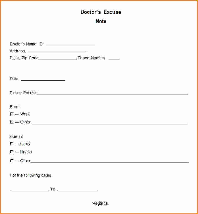 Doctor Excuse Note Template Lovely Free Printable Doctors Excuse for Work