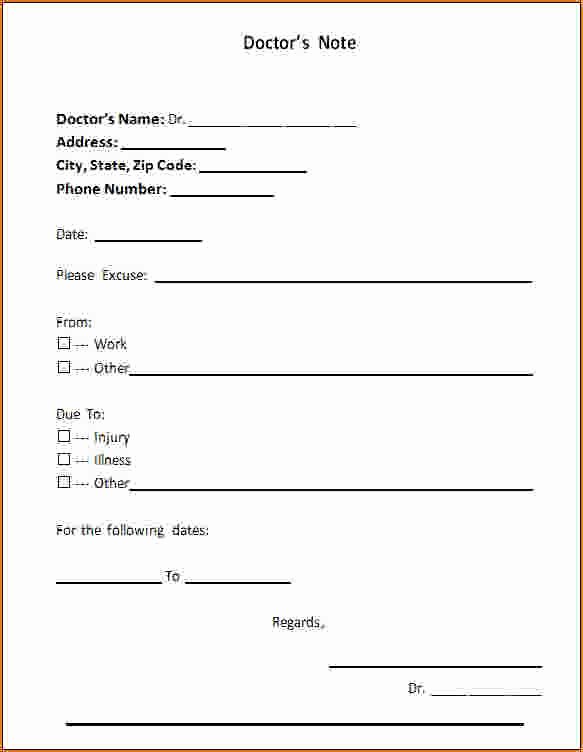 Doctor Excuse Note Template Unique Printable Fake Doctors Notes Free