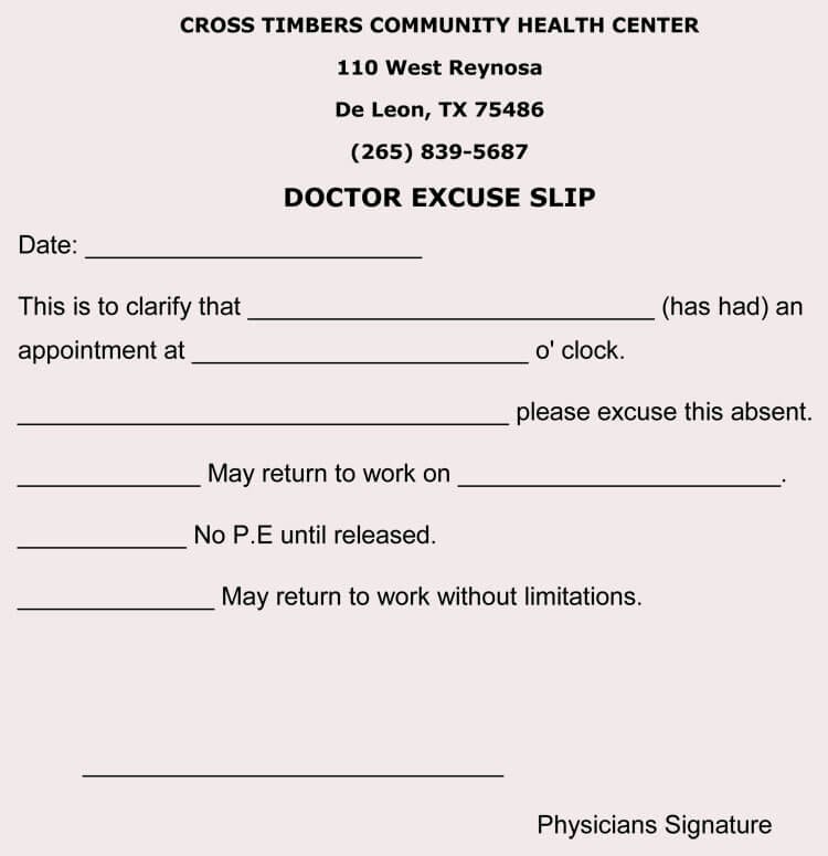 Doctor Excuse Template for Work Lovely Creating Fake Doctor S Note Excuse Slip 12 Templates