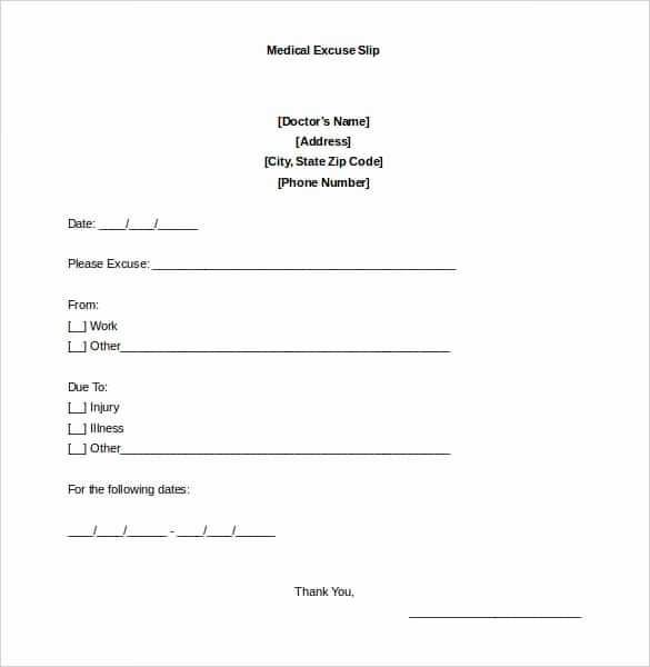 Doctor Excuse Template for Work Luxury 4 Printable Doctor S Note for Work Templates Pdf Word