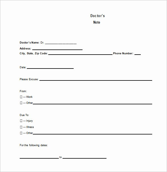Doctor Notes for School Templates Awesome 8 Doctor Note Templates – Free Sample Example Indesign