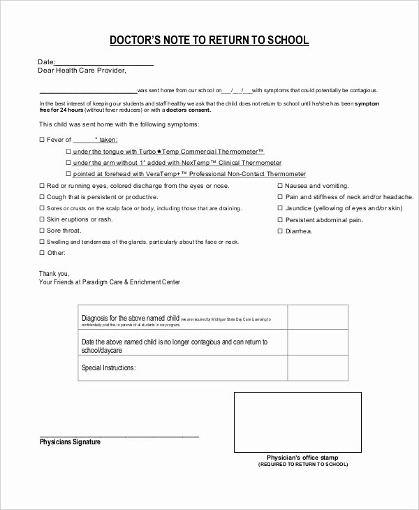 Doctor Notes for School Templates Fresh Doctors Note for School