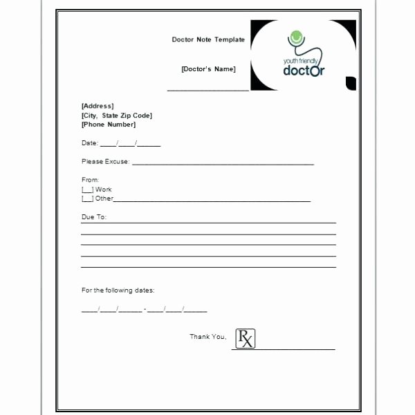 Doctor Notes for School Templates Lovely Fake Doctors Note Template for Work or School Pdf