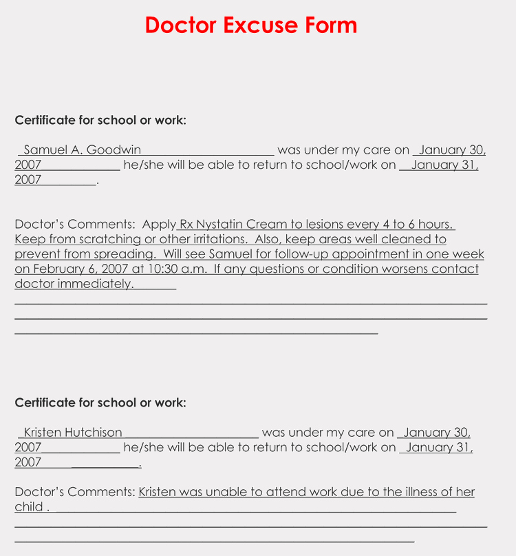 Doctors Note for School Template Luxury 36 Free Fill In Blank Doctors Note Templates for Work