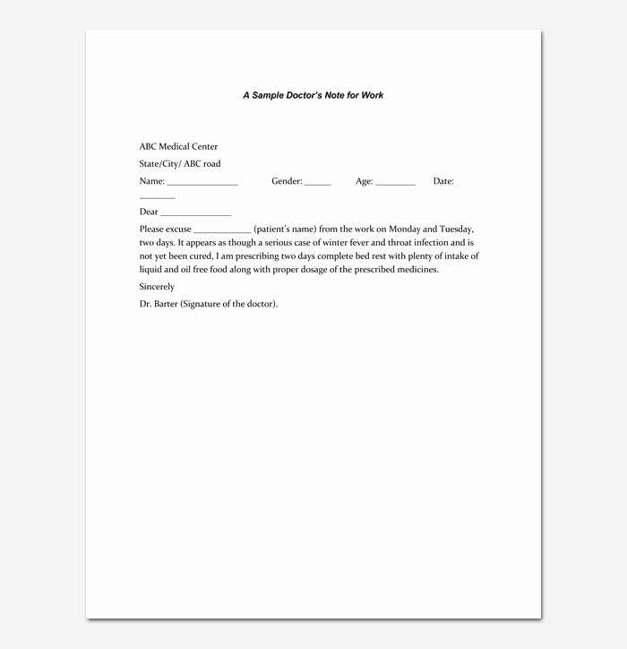 Doctors Note for School Template Luxury Doctors Note Template 7 Fillable Notes for Word &amp; Pdf