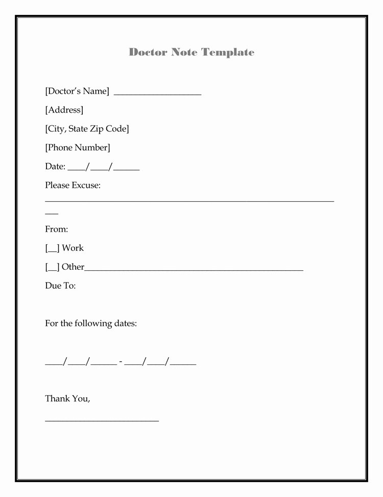 Doctors Note for Work Template Beautiful 36 Free Fill In Blank Doctors Note Templates for Work