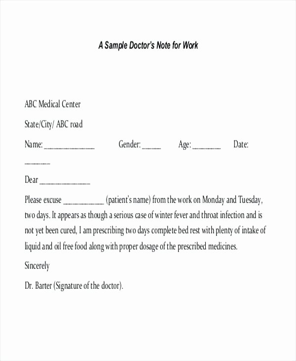 Doctors Note for Work Template New Fake Doctors Note Template for Work or School Pdf