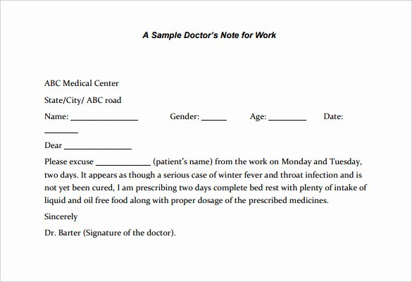 Doctors Note Template for Work New 22 Doctors Note Templates Free Sample Example format
