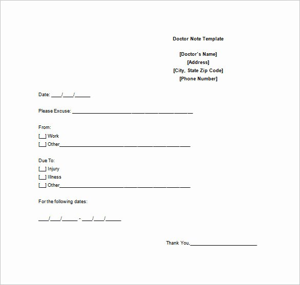 Doctors Note Template Free Best Of Doctor Note Template