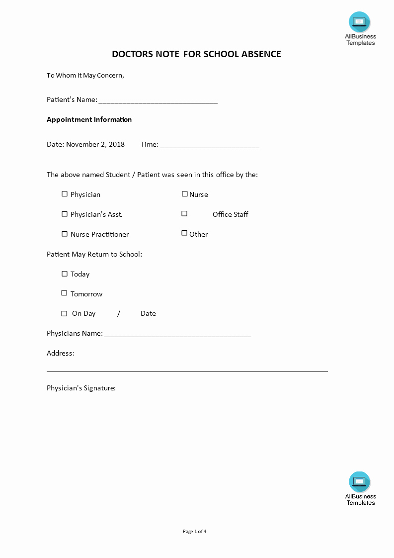 Doctors Note Template Microsoft Word New Doctors Note for School Absence Template