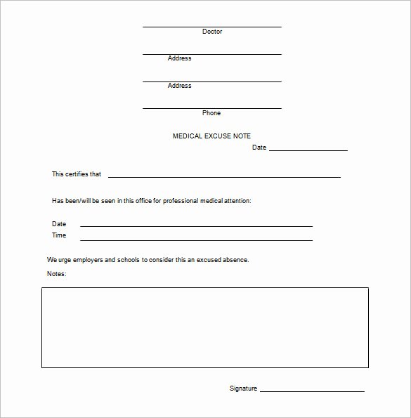 Doctors Note Template Microsoft Word Unique Doctors Note form for Work Templates