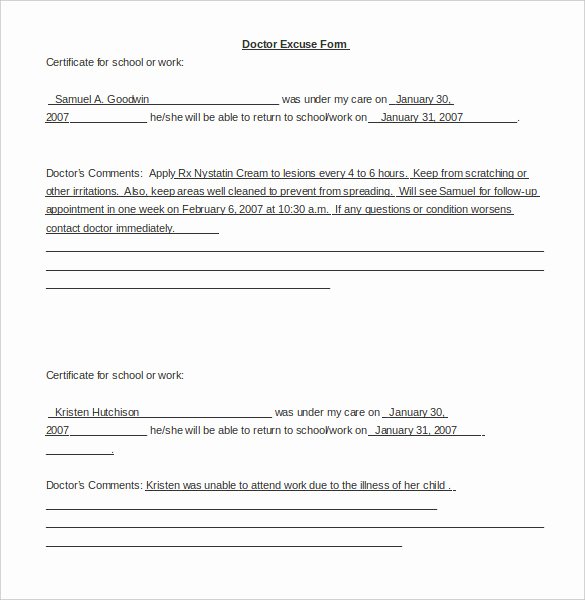 doctor note template