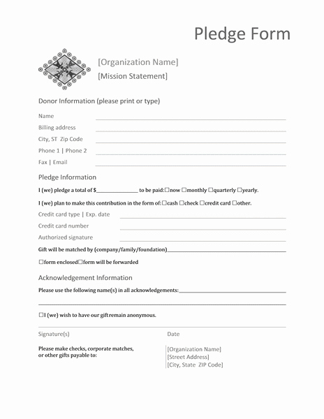Donation form Template Word Luxury Donation Pledge form Templates Microsoft Word Reports form