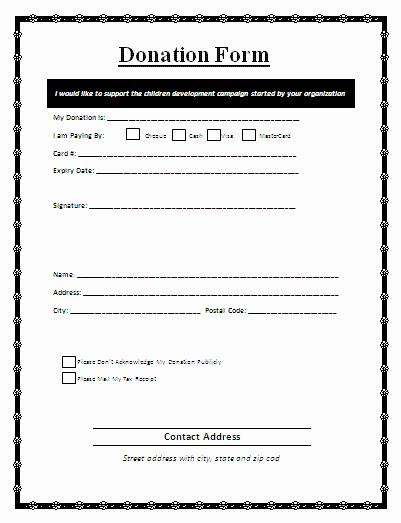 Donation form Template Word Unique Sample Free Donation form