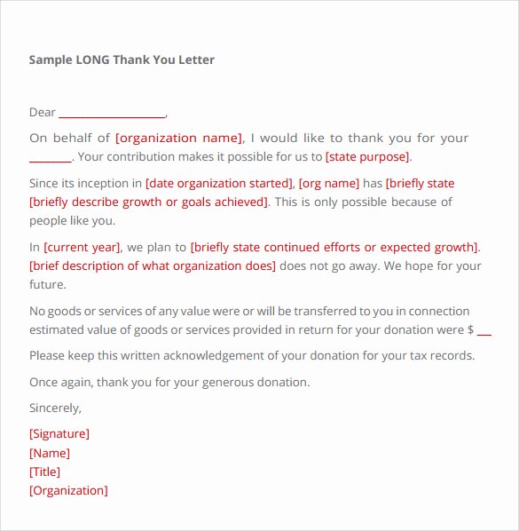 Donation Thank You Letter Template New Sample Donation Letter format 9 Free Documents Download