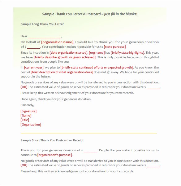 Donation Thank You Letter Templates Fresh Donor Thank You Letter Template – 10 Free Word Excel