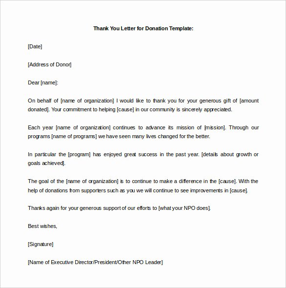 Donation Thank You Letter Templates New 9 Donation Letter Templates – Free Sample Example format