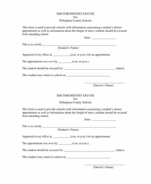 Dr Notes for Work Template Best Of 12 Excuse Note Templates for Work &amp; School Pdf