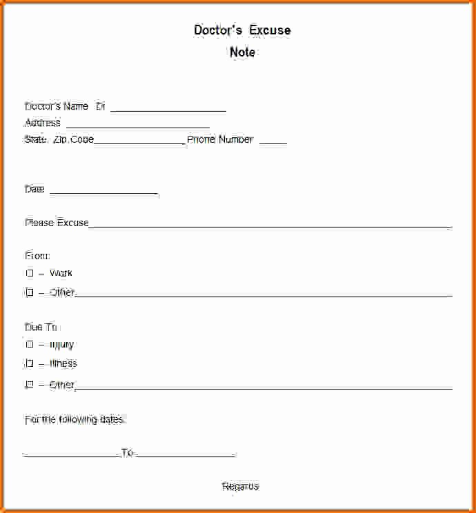 Dr Notes for Work Template Inspirational Doctors Excuse Template