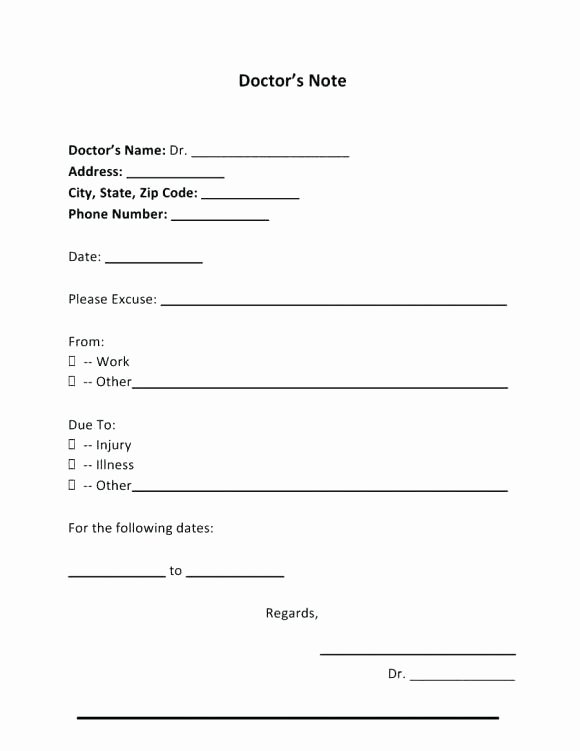 Dr Notes for Work Templates Best Of 9 Best Free Doctors Note Templates for Work