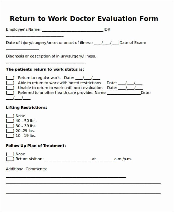 Dr Notes for Work Templates Fresh Return to Work Doctors Note Template