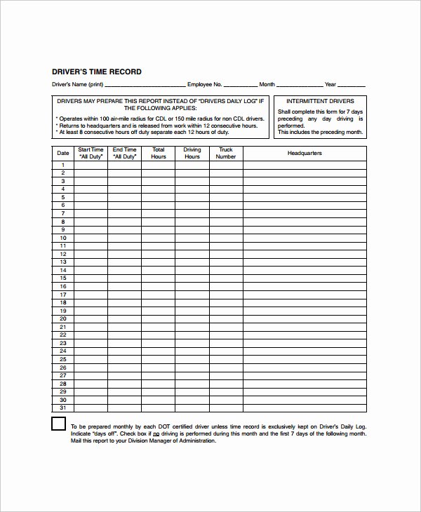 Driver Log Sheet Template Best Of 28 Of Daily Trip Log Template