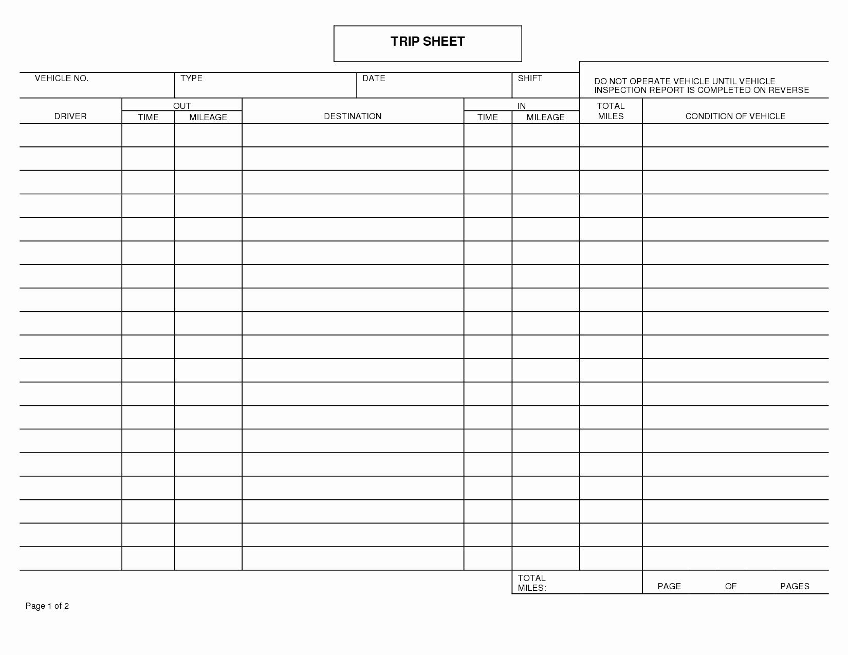 Driver Log Sheet Template Luxury 7 Best Of Free Printable Trip Sheets Driver Trip