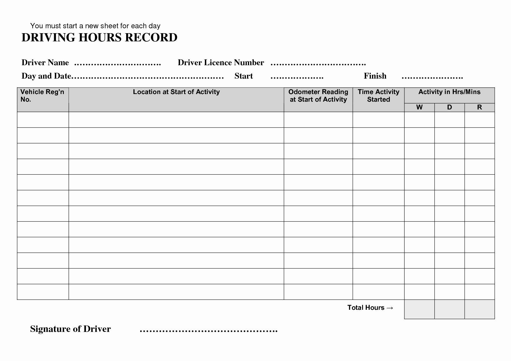 Driver Log Sheet Template Luxury Best S Of Drivers Log Sheet Driver Log Sheet