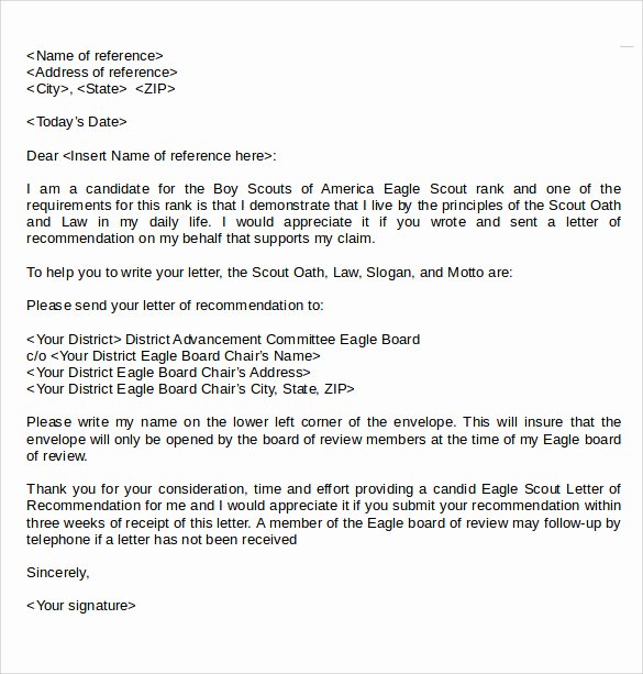 Eagle Scout Recommendation Letter Template Unique Sample Eagle Scout Letter Of Re Mendation 9 Download