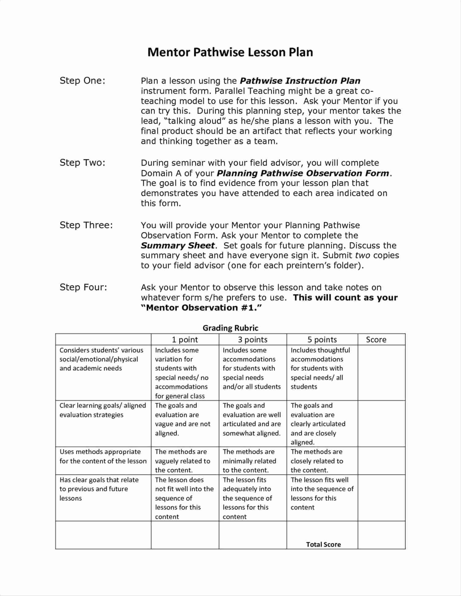 Early Childhood Lesson Plan Template Best Of Tn Evaluation Lesson Plan Template – Sample Lesson Plan